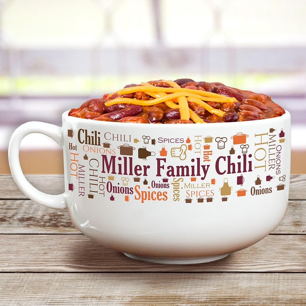 Personalized Family Word-Art Chili Bowl | Personalized Chili Bowl