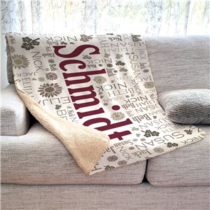 Personalized Family Word-Art Sherpa | House Warming Gifts