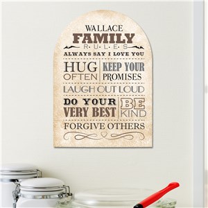 Family Rules Wall Sign | Personalized Housewarming Gifts