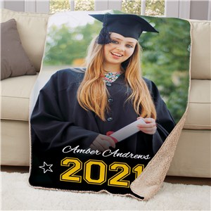 Personalized Graduation Photo Sherpa Throw | Grad Gifts