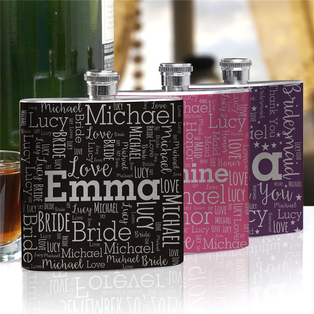 Bridesmaid Word-Art Flask | Personalized Word Art