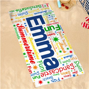 Quick-Dry Beach Towel With Name and Word-Art 