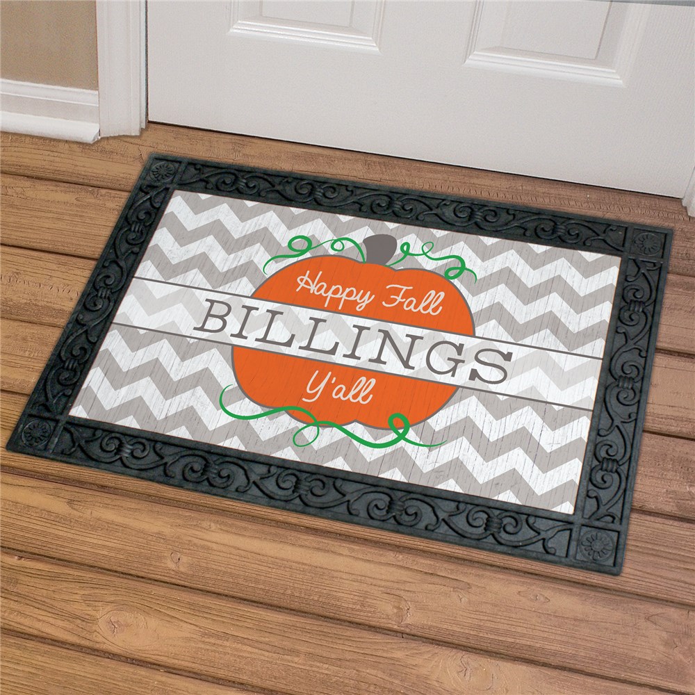 Fall Pumpkin Personalized Doormat GiftsForYouNow