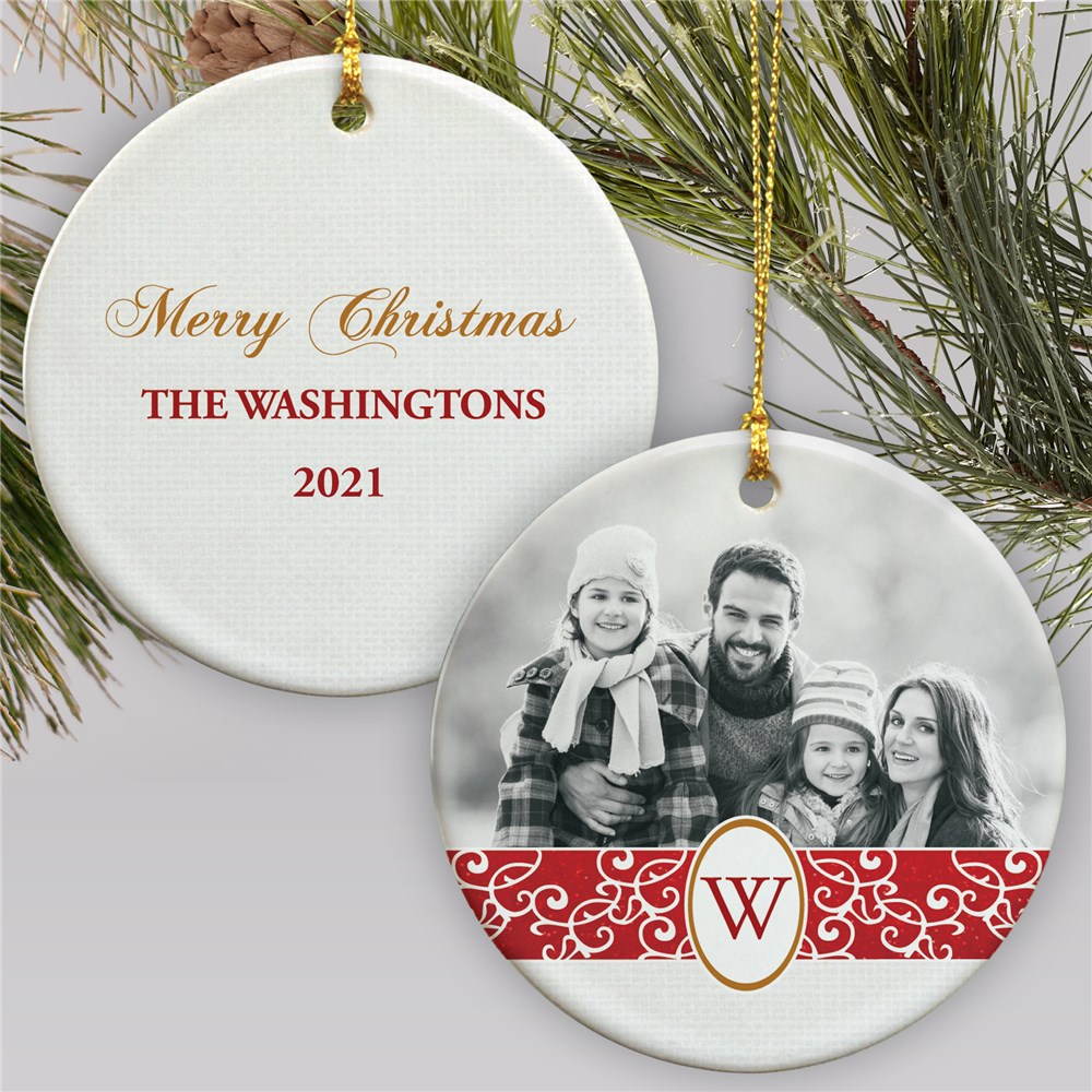 Personalized Family Initial Photo Ornament | Picture Ornament