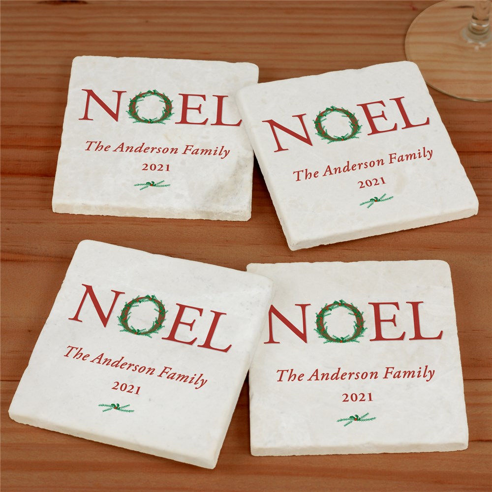 Personlaized Noel Marble Coasters U985286