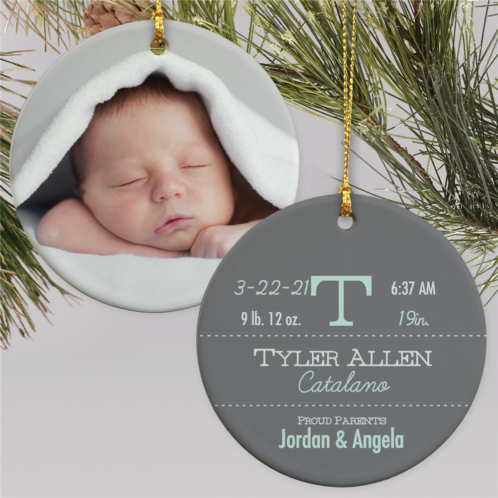 New Arrival Personalized Photo Christmas Ornament | Baby's First Christmas Ornaments