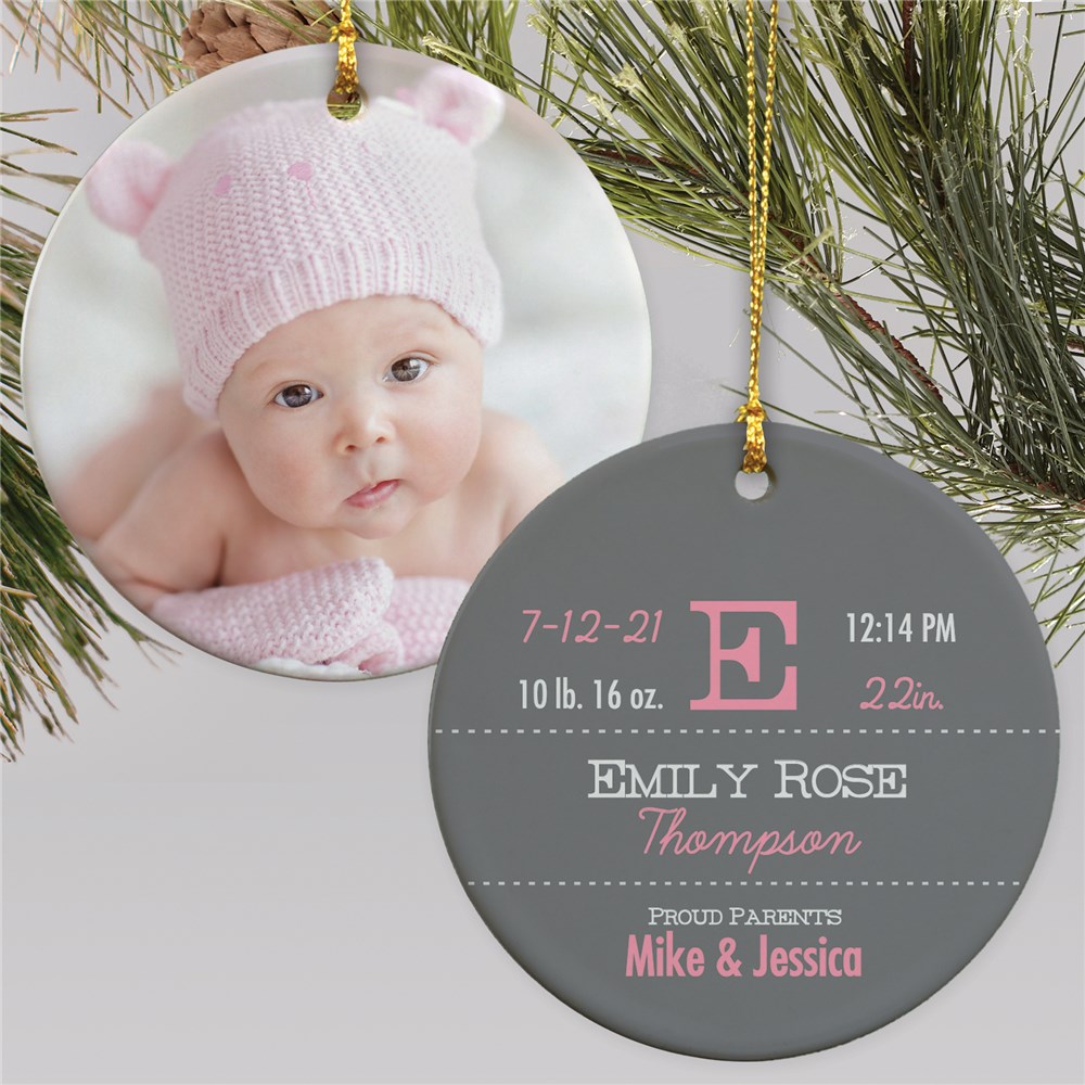 New Arrival Personalized Photo Christmas Ornament | Baby's First Christmas Ornaments