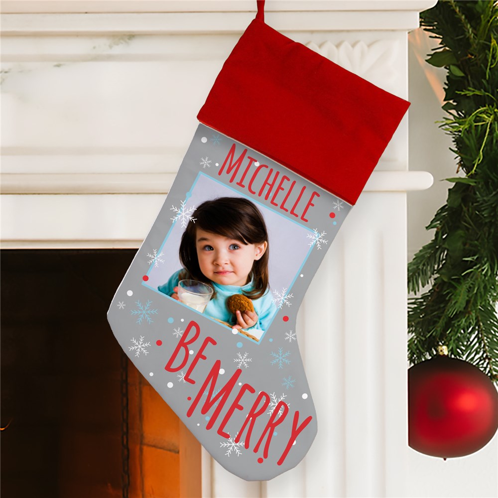 Be Merry Personalized Photo Stocking | Personalized Christmas Stockings