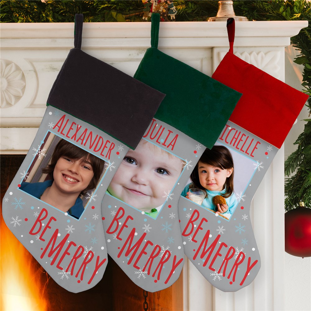 Be Merry Personalized Photo Stocking | Personalized Christmas Stockings