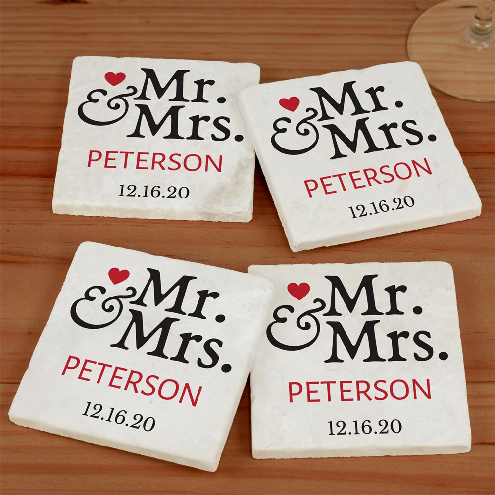 Personalized Mr And Mrs Marble Coasters GiftsForYouNow