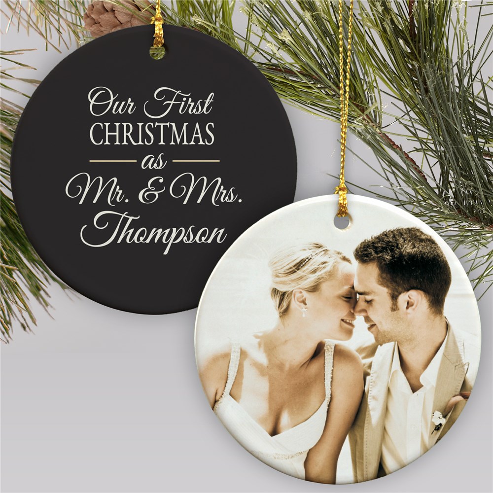 Mr & Mrs First Christmas Photo Ornament