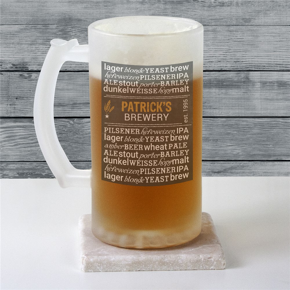 Personalized My Brewery Frosted Glass Stein GiftsForYouNow