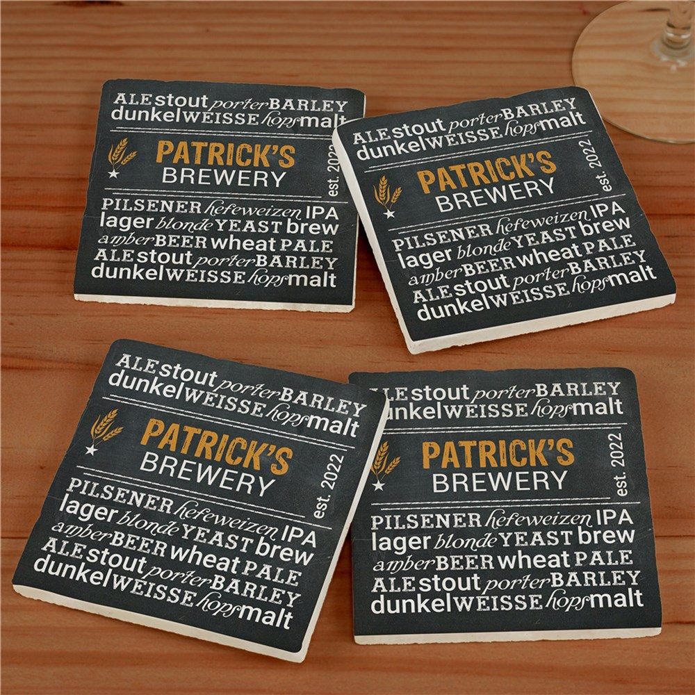 Personalized My Brewery Marble Coasters | Personalized Barware Gifts