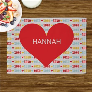 Personalized Red Heart Kids Placemat | Personalized Valentines Day Gifts For Kids