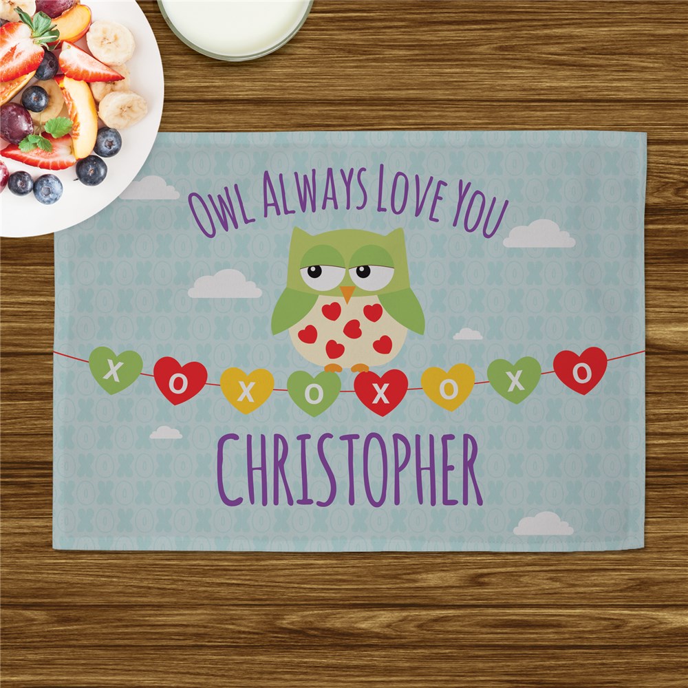 Personalized Owl Always Love You Kids Placemat | Valentine Gifts For Children
