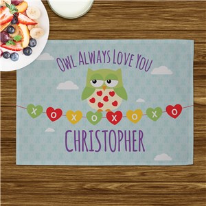 Personalized Owl Always Love You Kids Placemat | Valentine Gifts For Children