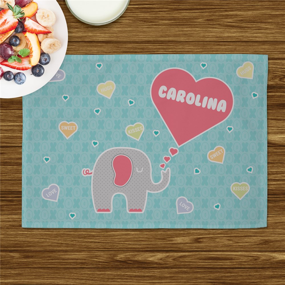 Personalized Elephant Love Kids Placemat GiftsForYouNow