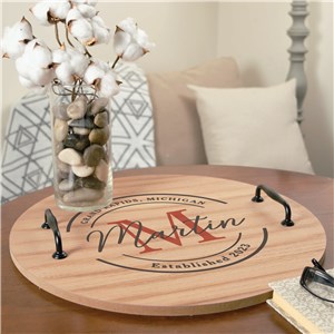 Personalized City State And Family Name Round Tray UV1390230