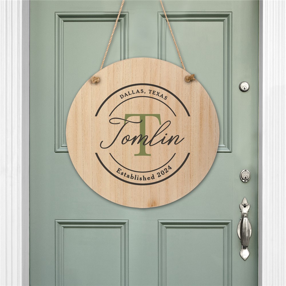 Hanging Wall Sign Personalized with City, State And Family Name