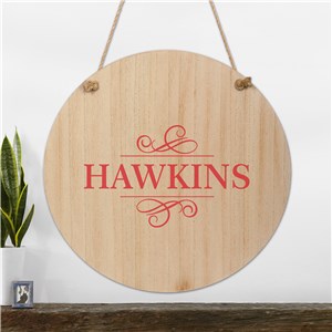 Personalized Family Name With Swirls Hanging Wall Sign UV1390533