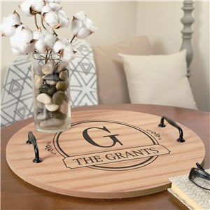 Personalized Circle With Flourishes Round Tray UV1447830