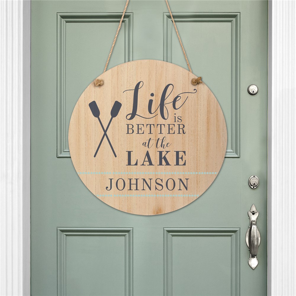 Personalized Life is Better at the Lake Hanging Wall Sign 