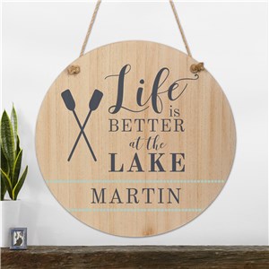 Personalized Life is Better at the Lake Hanging Wall Sign UV1453233