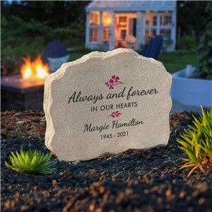 Personalized Always And Forever In Our Hearts Standing Garden Stone UV1492747