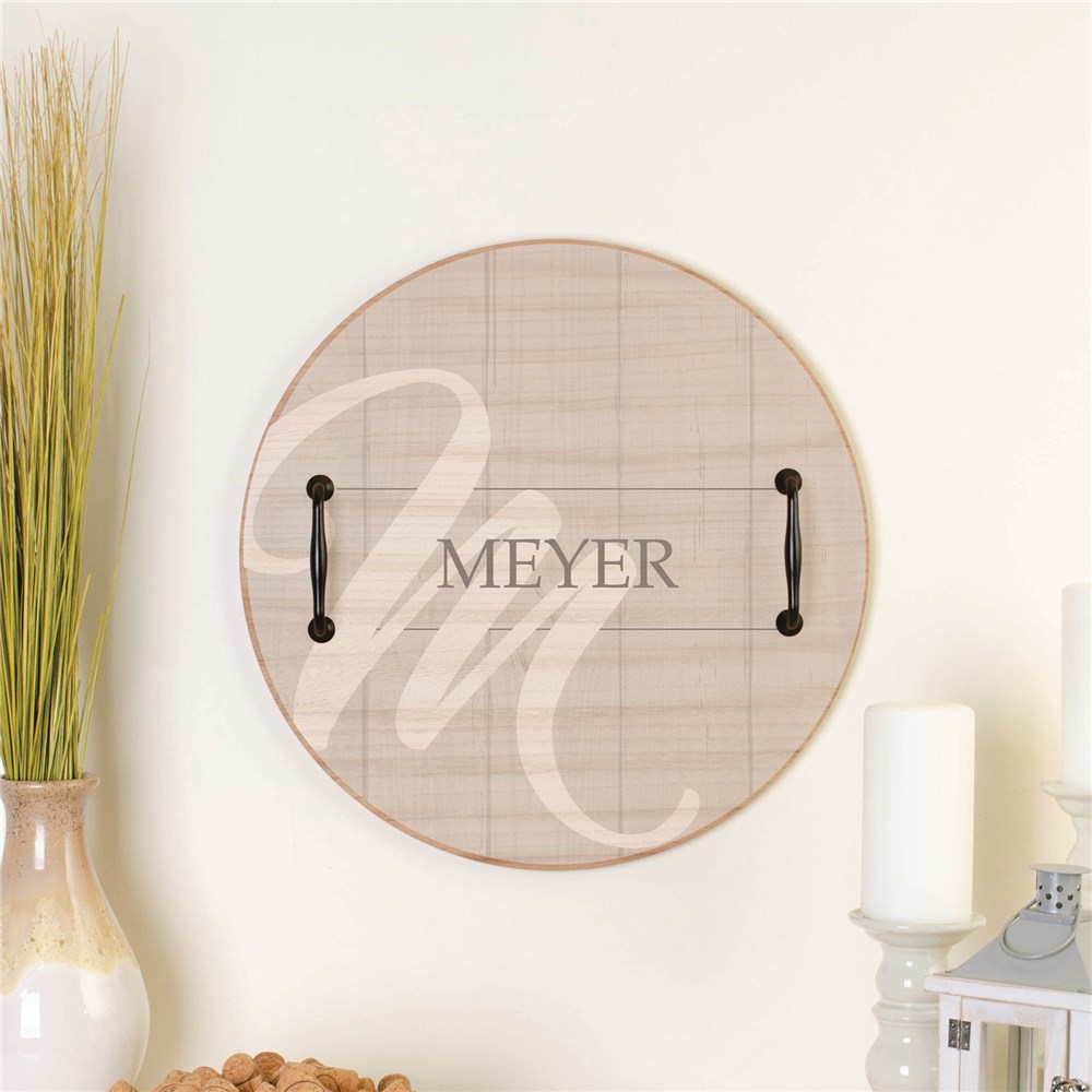 Personalized Family Name And Initial Round Tray 