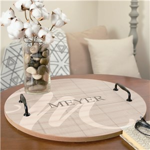 Personalized Family Name And Initial Round Tray UV1520530