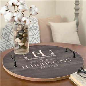 Personalized Name And Initial Chalkboard Round Tray UV1520630
