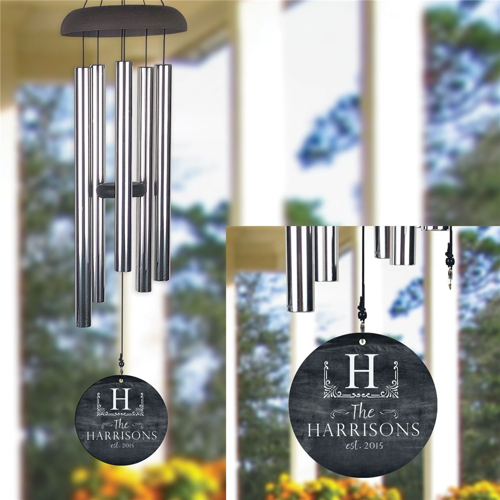 Personalized Name And Initial Chalkboard Wind Chime Giftsforyounow