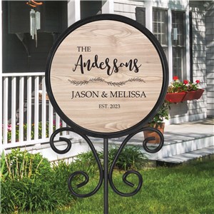 Personalized Light Wood Family Name Round Magnetic Sign UV152075