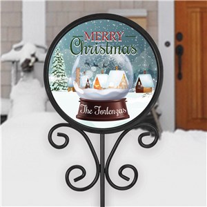 Personalized Merry Christmas Snow Globe Round Magnetic Sign Set  UV154685