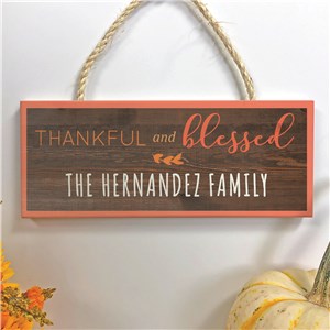 Personalized Fall Hanging Sign | Thankful and Blessed Decor