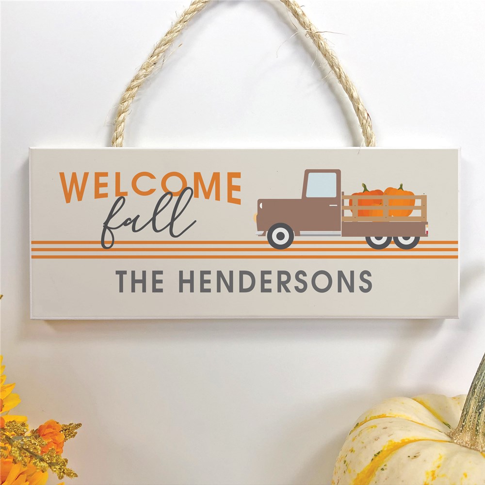Personalized Fall Truck Hanging Sign | Rustic Fall Decorations