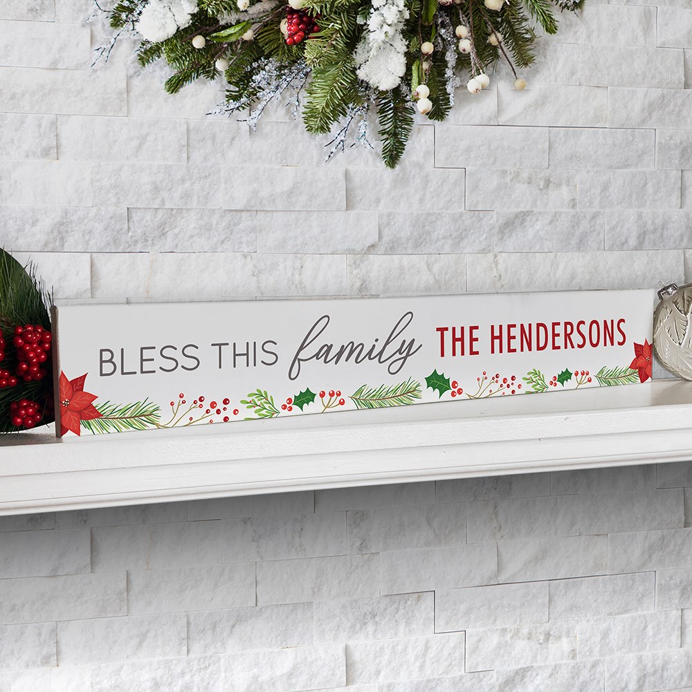 Personalized Christmas Wreath Rectangle Table Top Sign GiftsForYouNow