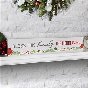 Personalized Holiday Decor | Bless This Family Tabletop Sign