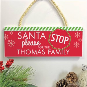 Personalized Holiday Hanging Sign | Santa Stop Here Sign