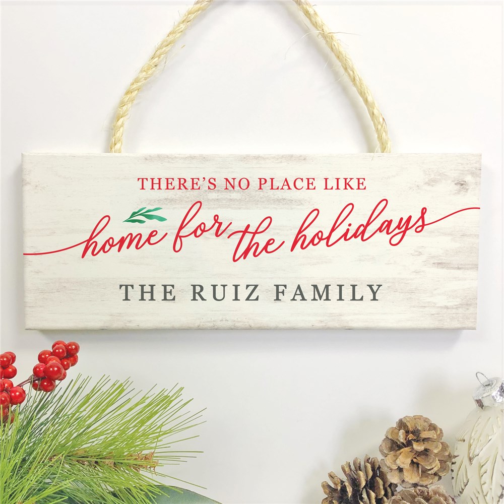 Personalized Home For the Holidays Rope Hanging Sign | GiftsForYouNow