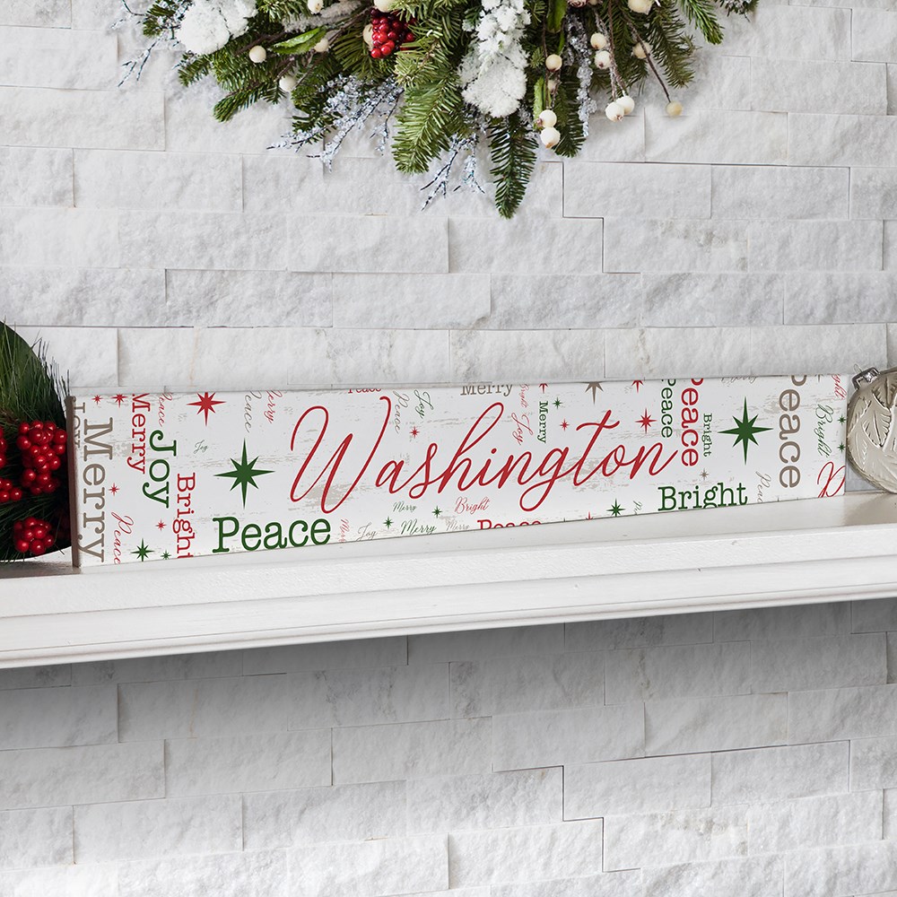 Personalized Holiday Word-Art Sign | Skinny Wood Block Holiday Sign