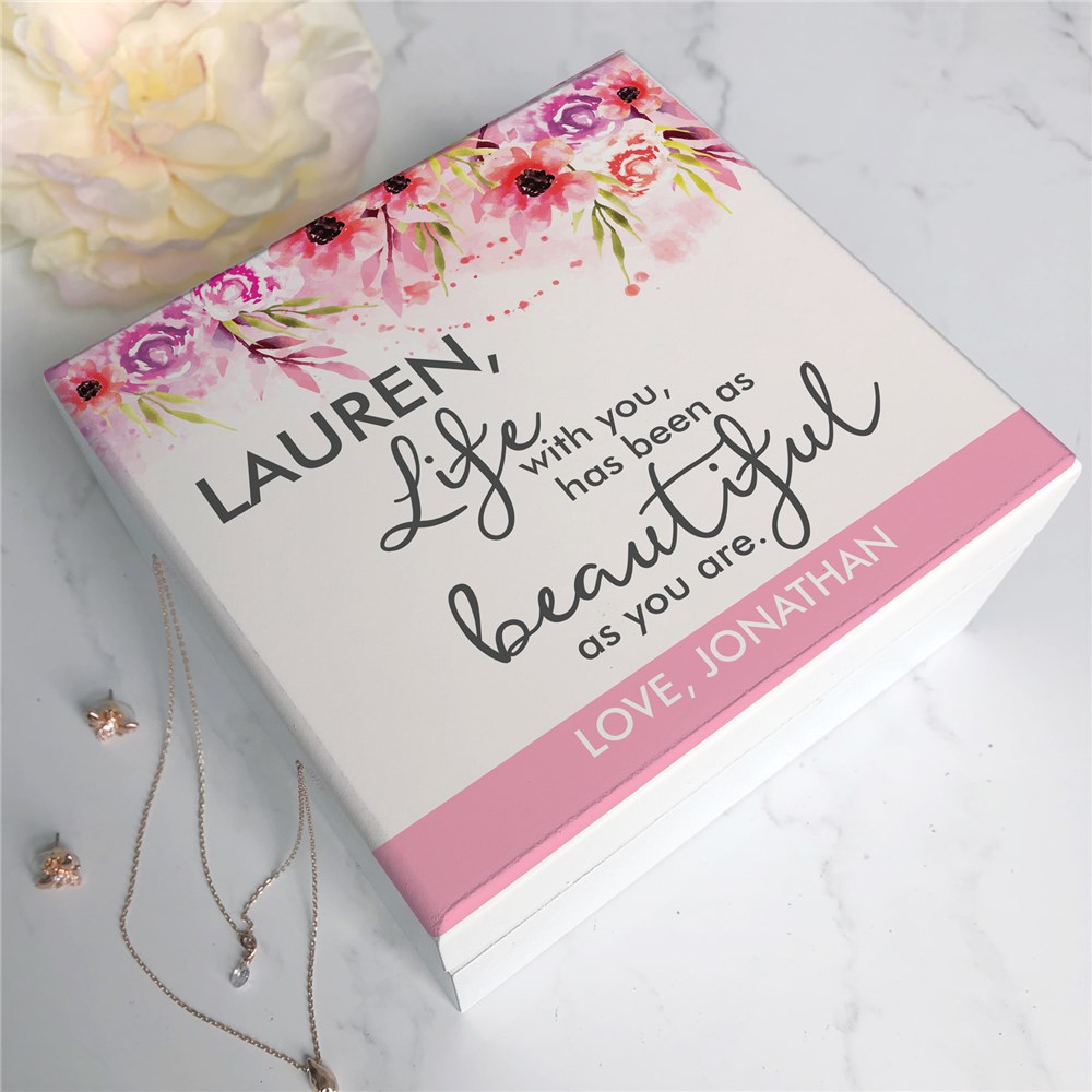Personalized Beautiful As You Are Floral Jewelry Box GiftsForYouNow