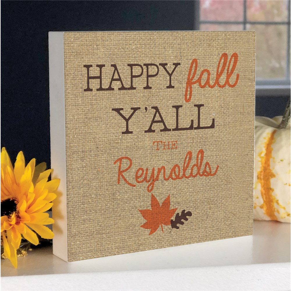 Personalized Autumn Decor | Happy Fall Y'all Tabletop Sign