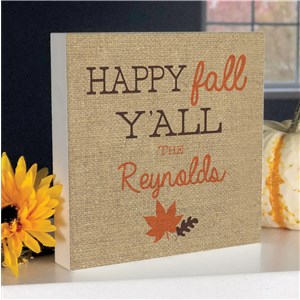 Personalized Autumn Decor | Happy Fall Y'all Tabletop Sign