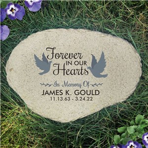 Personalized Forever In Our Hearts with Doves Flat Garden Stone