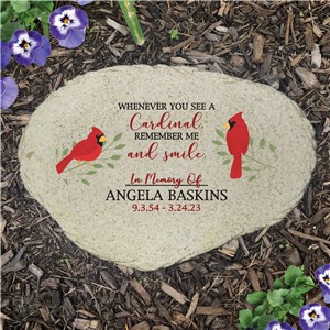 Personalized Remember Me Cardinals Flat Garden Stone