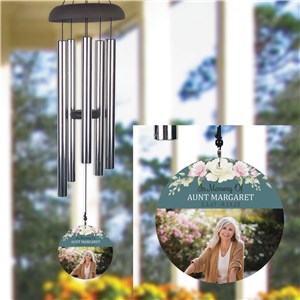 Personalized Floral with Photo Memorial Wind Chime