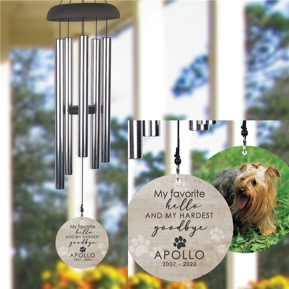 Personalized Hardest Goodbye Pet Photo Memorial Wind Chime