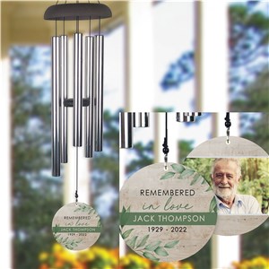Personalized Remember In Love Floral/Wood Wind Chime