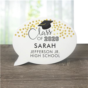 Personalized Class of with Gold Confetti Word Bubble Sign UV1757616